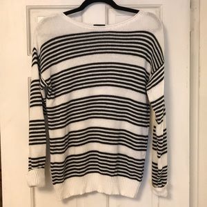 Striped black and white sweater.